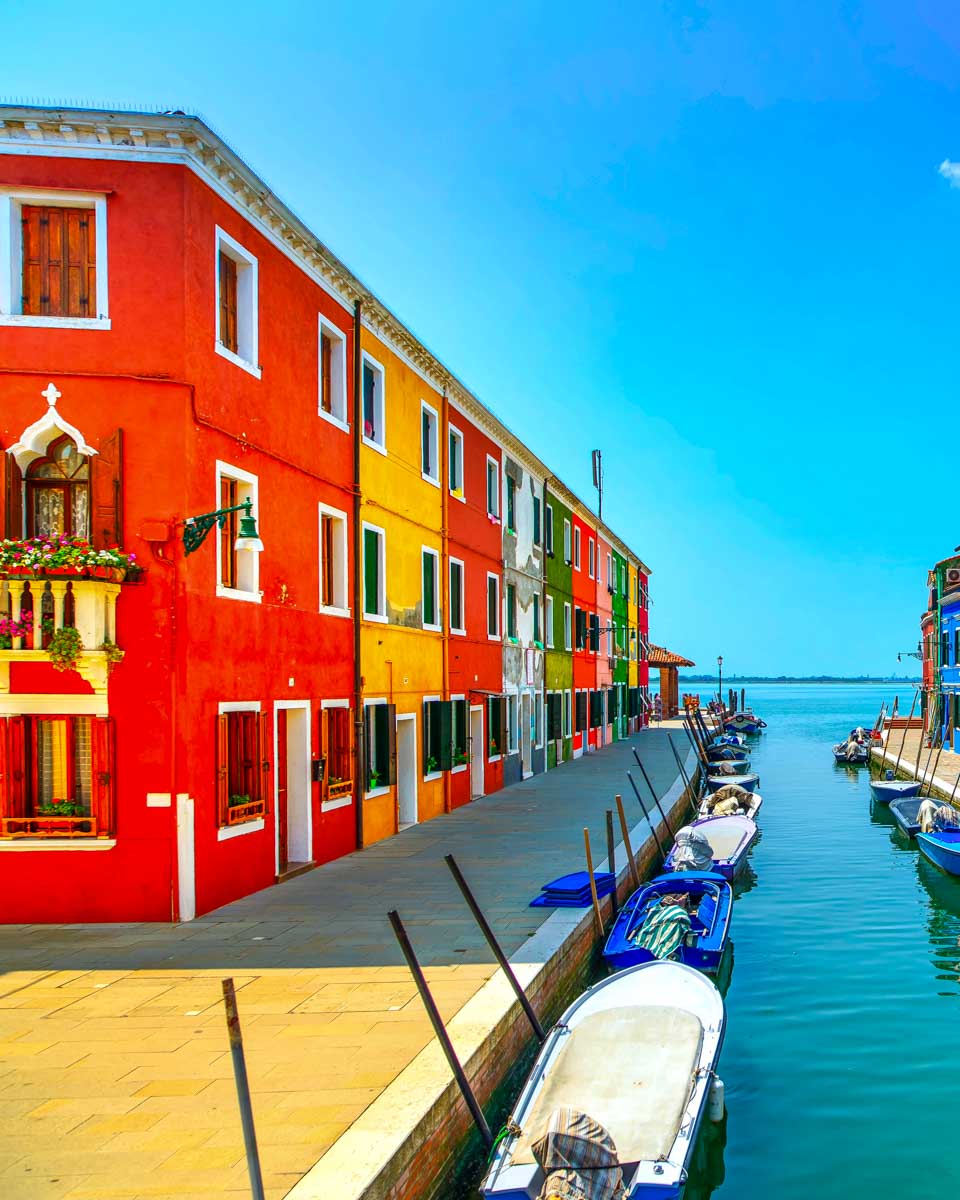 Burano Island canal in Italy near Venice