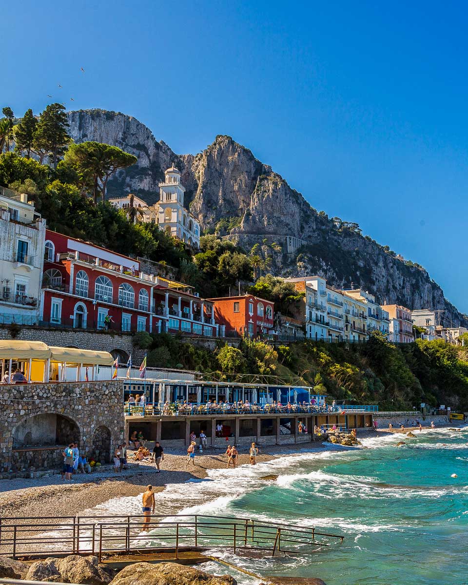 Capri beach near the blue grotto and Naples Italy