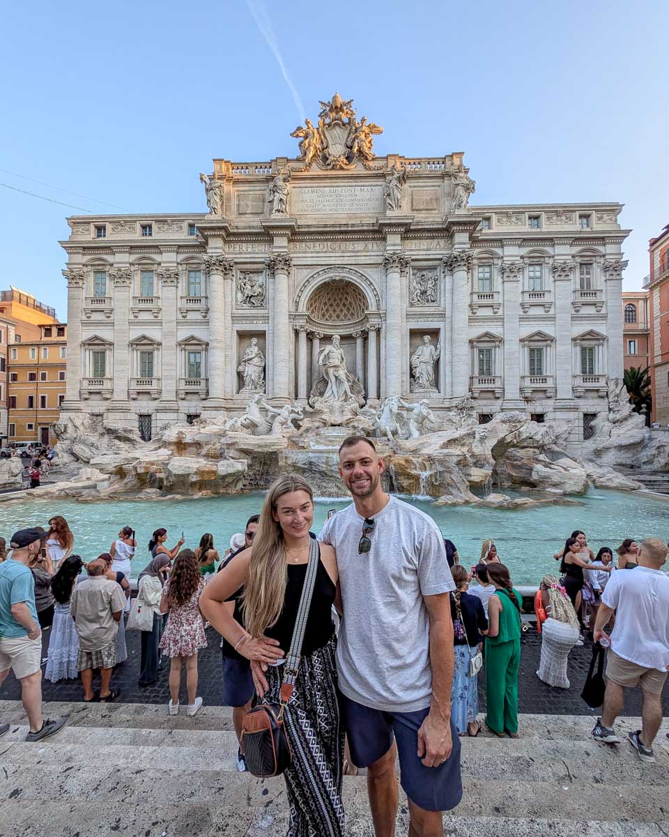 Daniel and Bailey at Trevi Fountain in Rome Italy