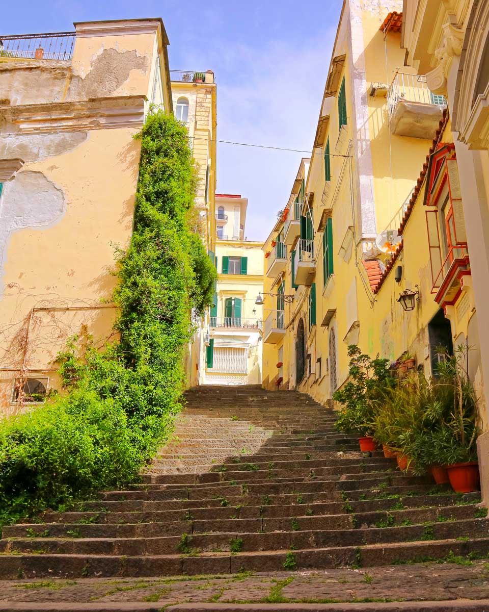 Historic streets and buildings in Naples Italy