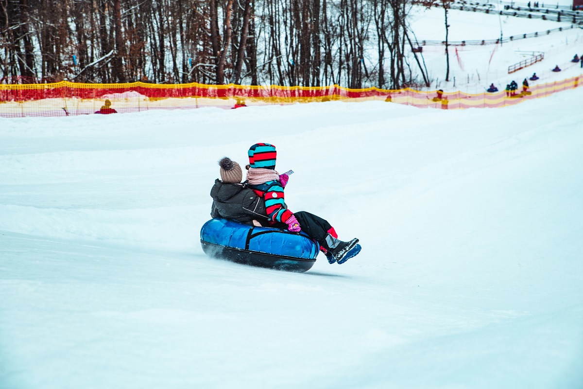 Kids snow tube at Mount Norquay Banff Canada