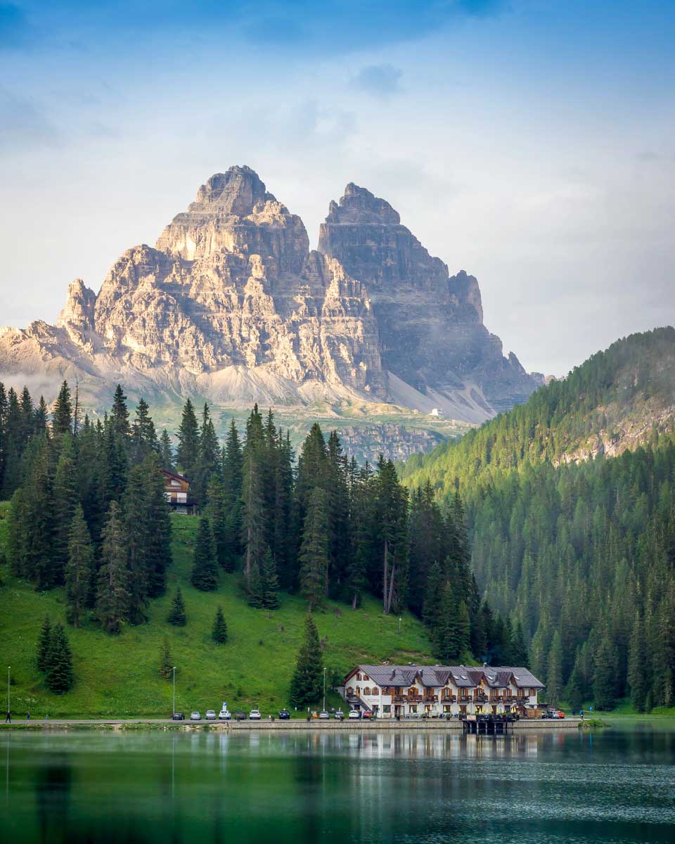 Lake Misurina in the Dolomites near Venice Italy