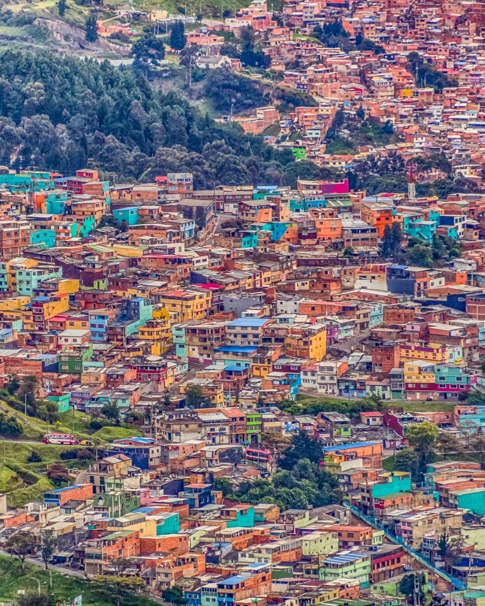 View of a bogota favela from the cable car