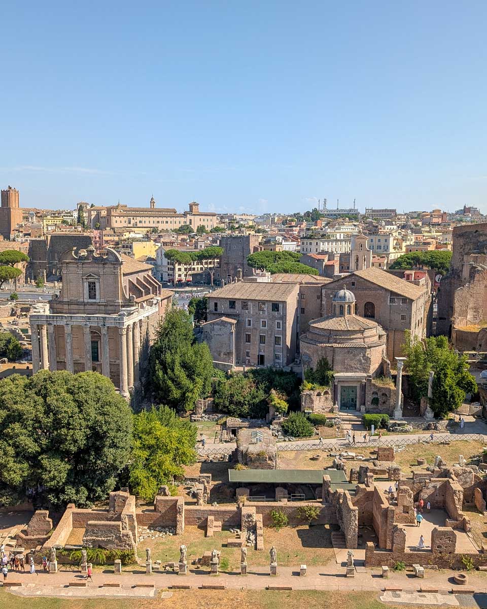 View of part of the Roman Forum from Palatine Hill in Rome Italy