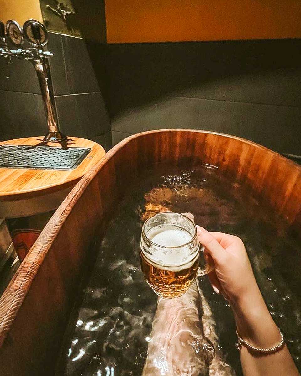 beerspa in Budapest Hungary in tub
