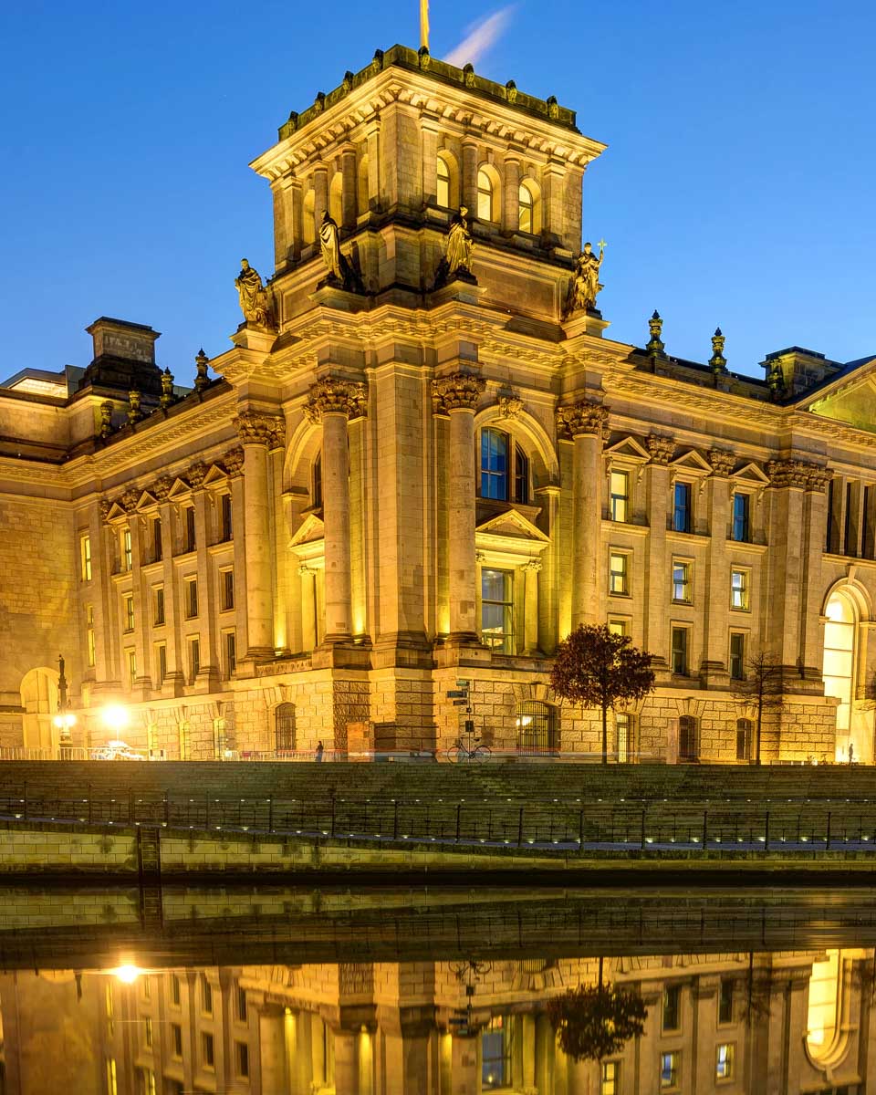 reichstag building seen from a cruise in Berlin Germany