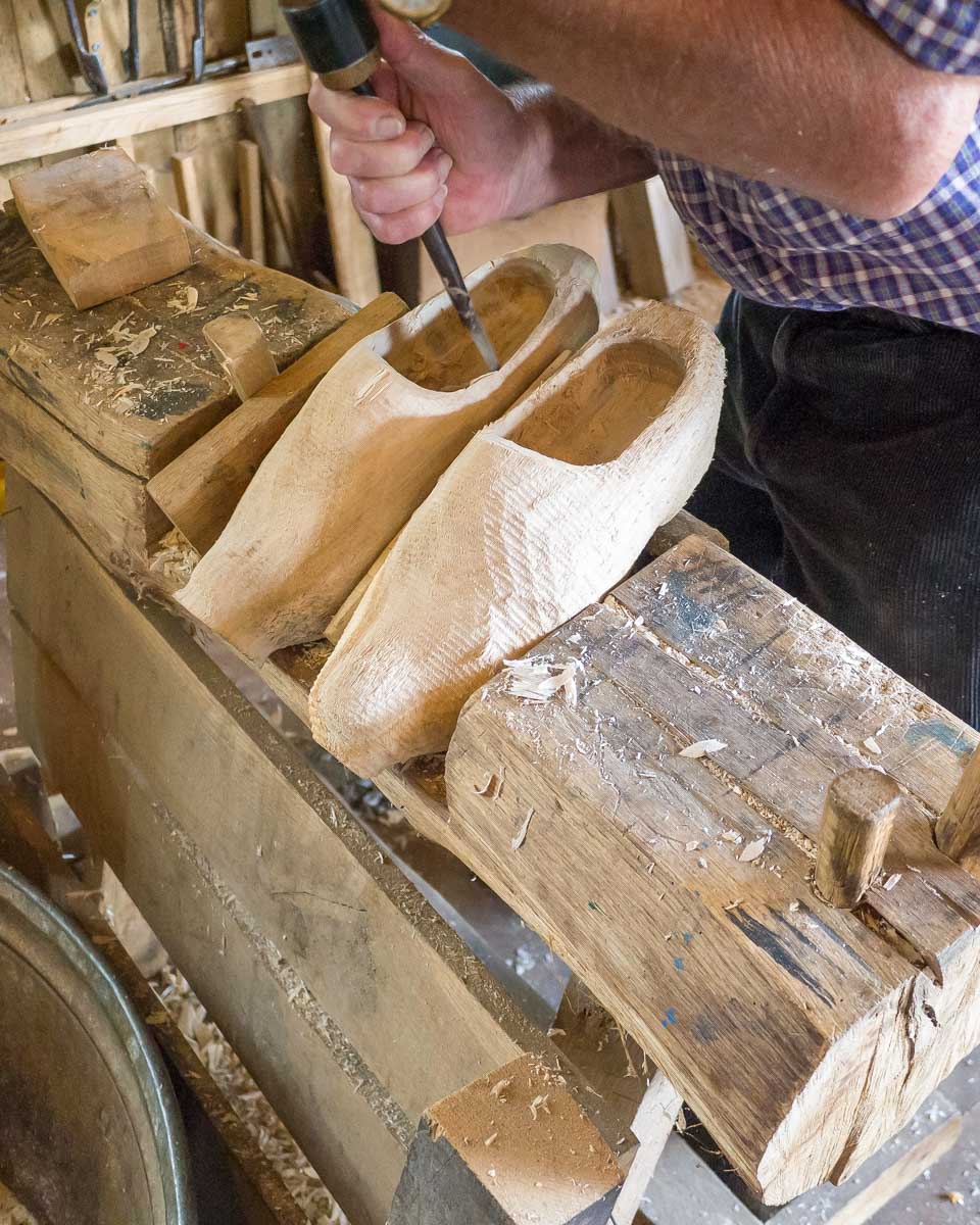 A person making clogs near Amsterdam Netherlands