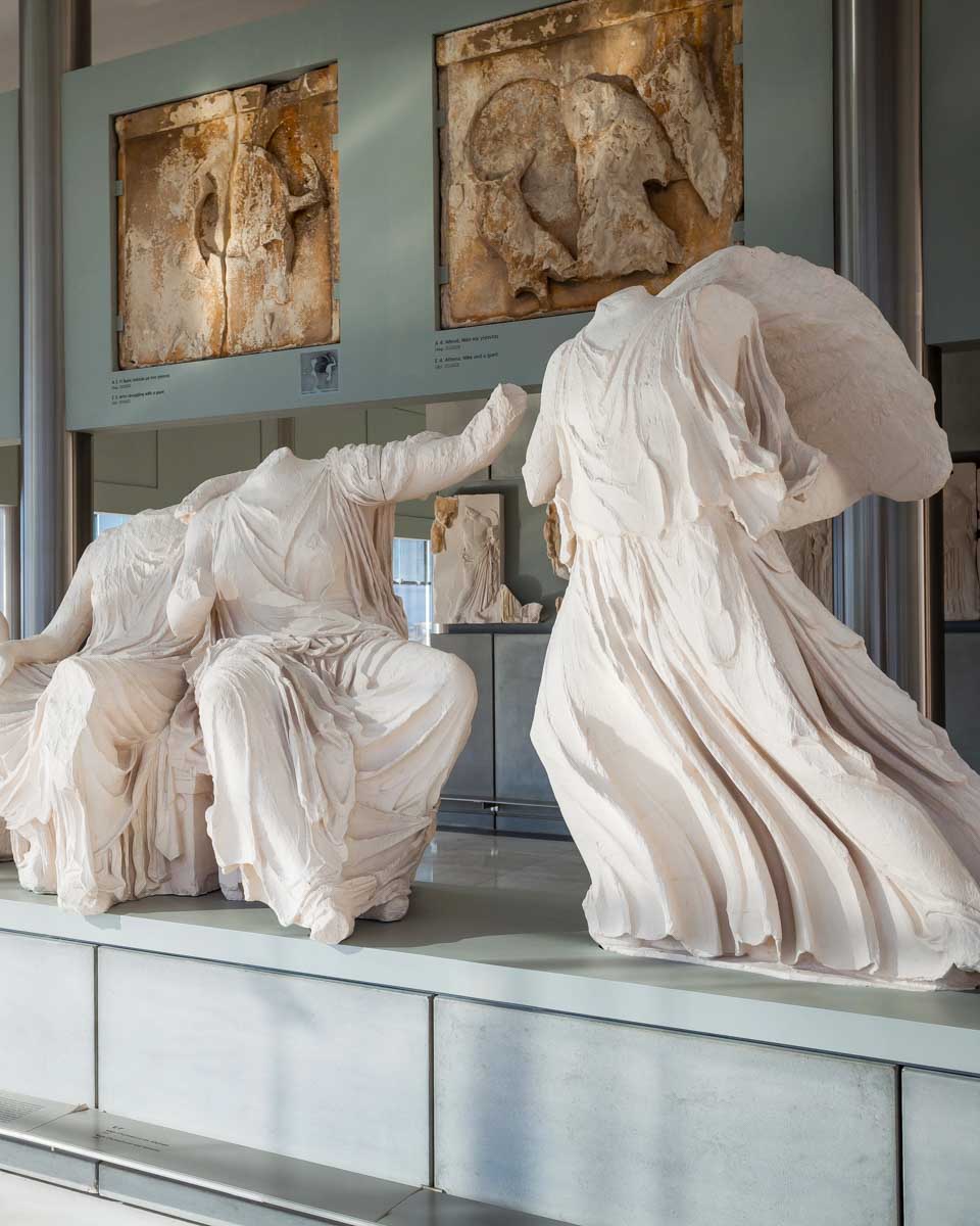 Acropolis museum statues in Athens Greece