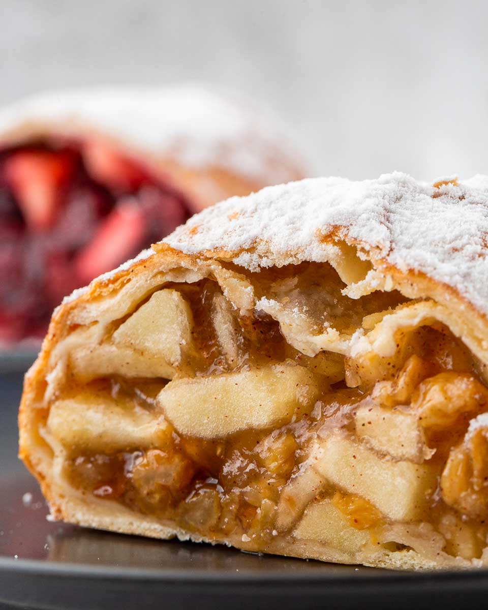 Apfelstrudel eaten on a food tour in Vienna Austria