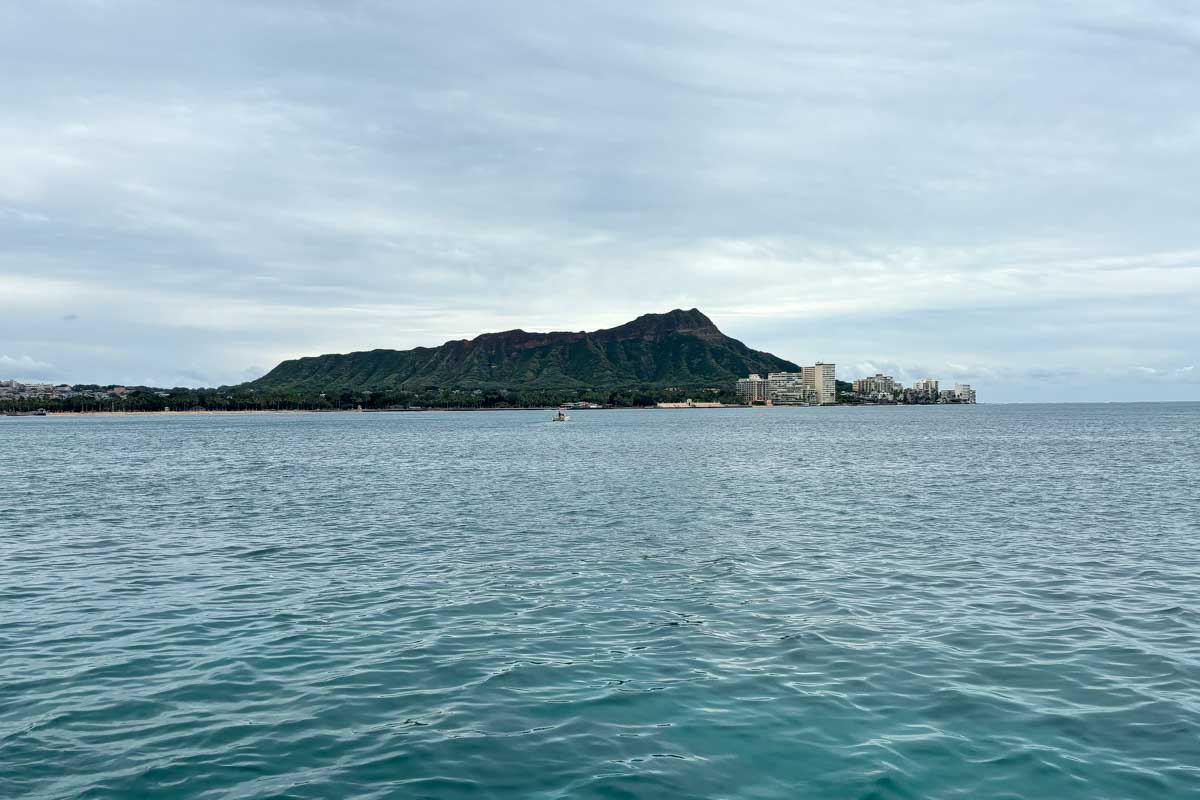 Diamond Head seen from a snorkel tour in Oahu Hawaii