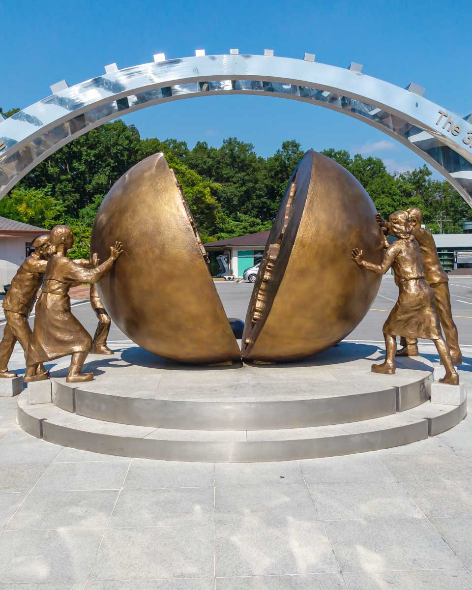 Monument at the end of the third tunnel at the DMZ near Seoul South Korea