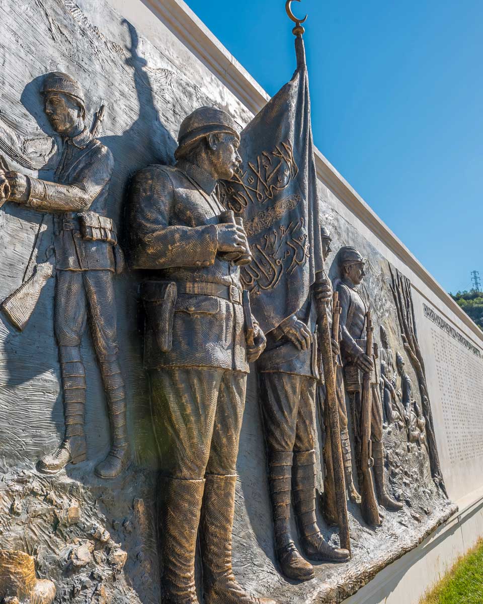 Monument of an Ottoman Soldiers at Akbas Martyrs Cemetery and Memorial Gallipoli near Istanbul Turkey