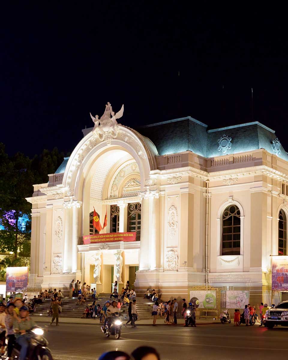 Saigon Opera House at night in Saigon Ho Chi Minh Vietnam