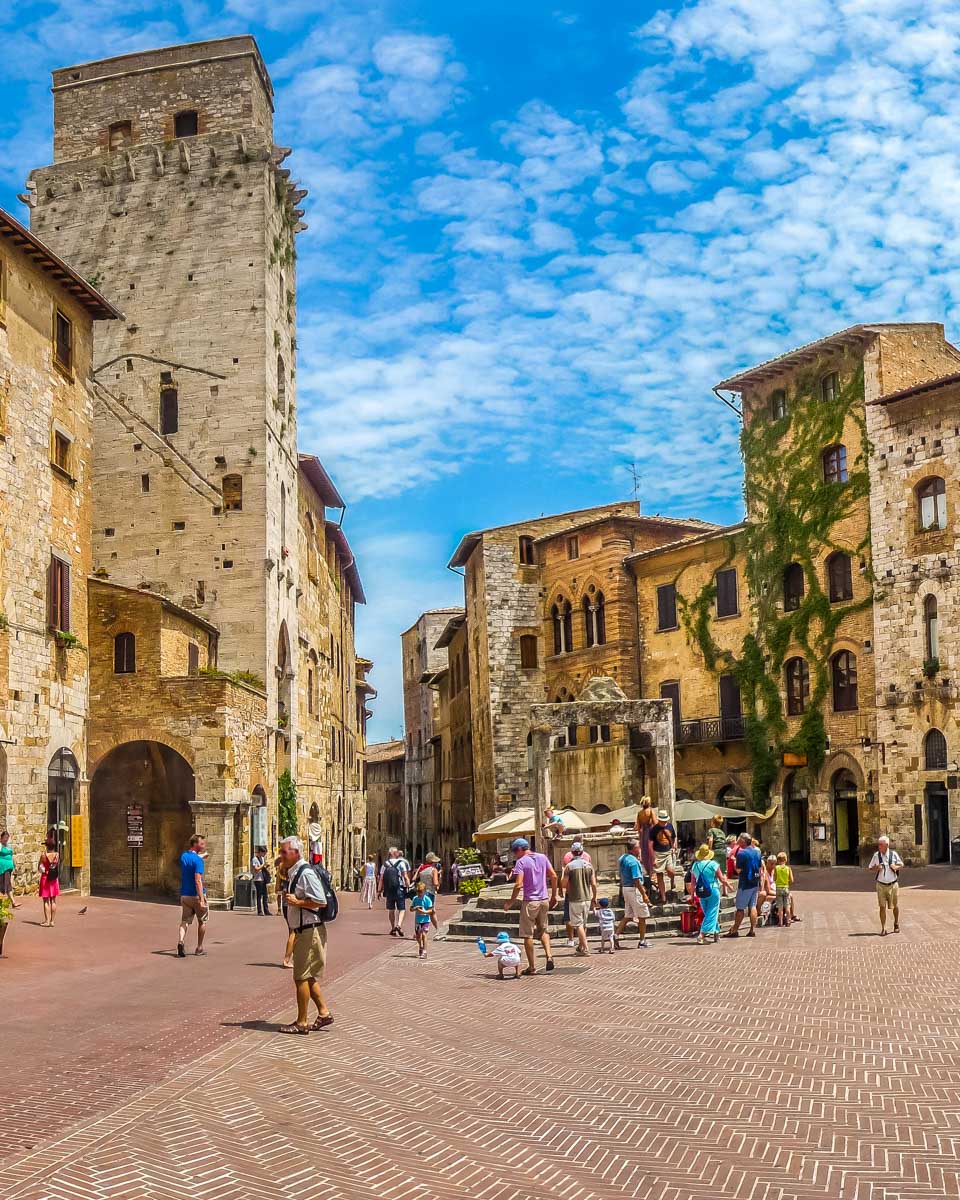 San Gimignano plaza in Tuscany Italy near Florence