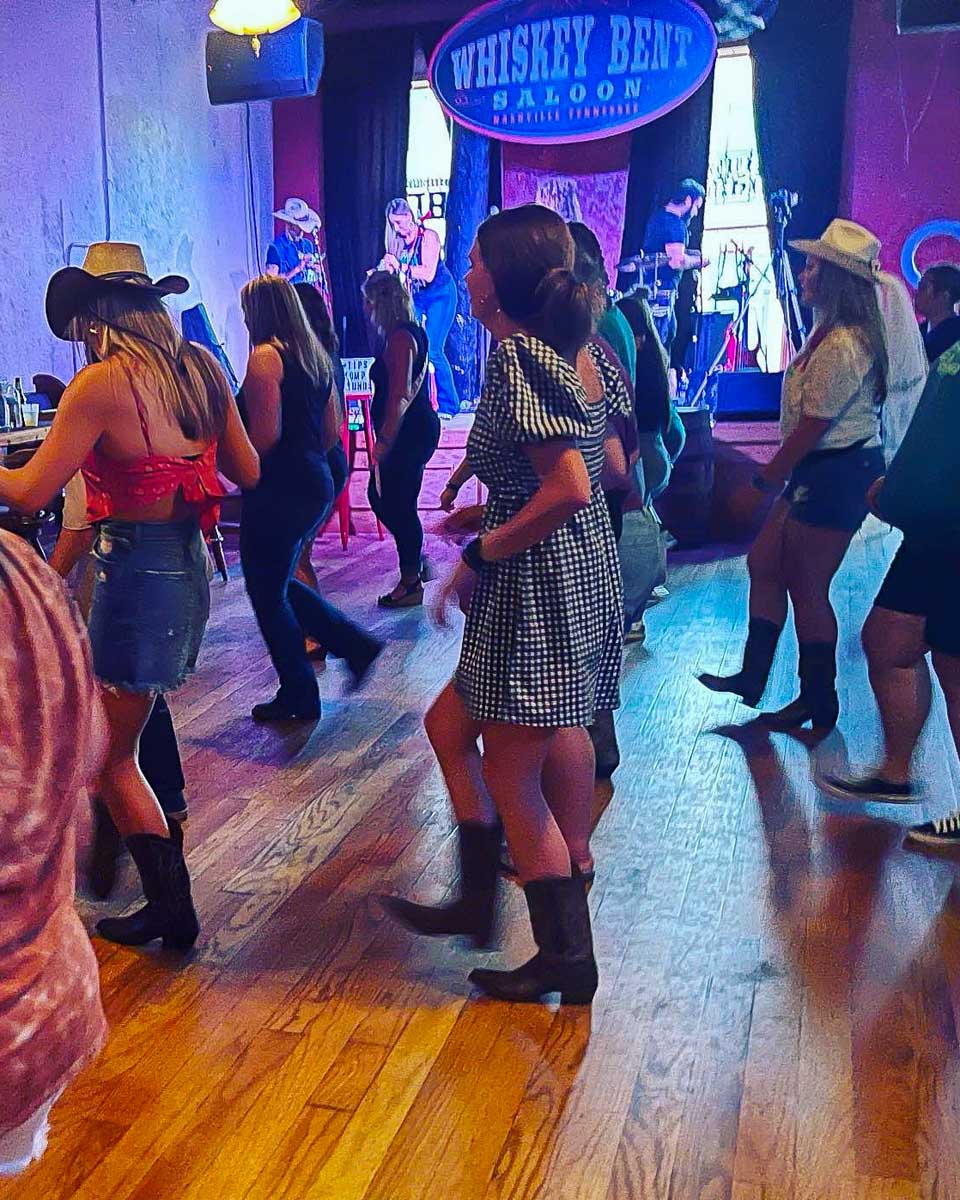 Stompin' Grounds people in a line dancing class in Nashville Tennessee United States