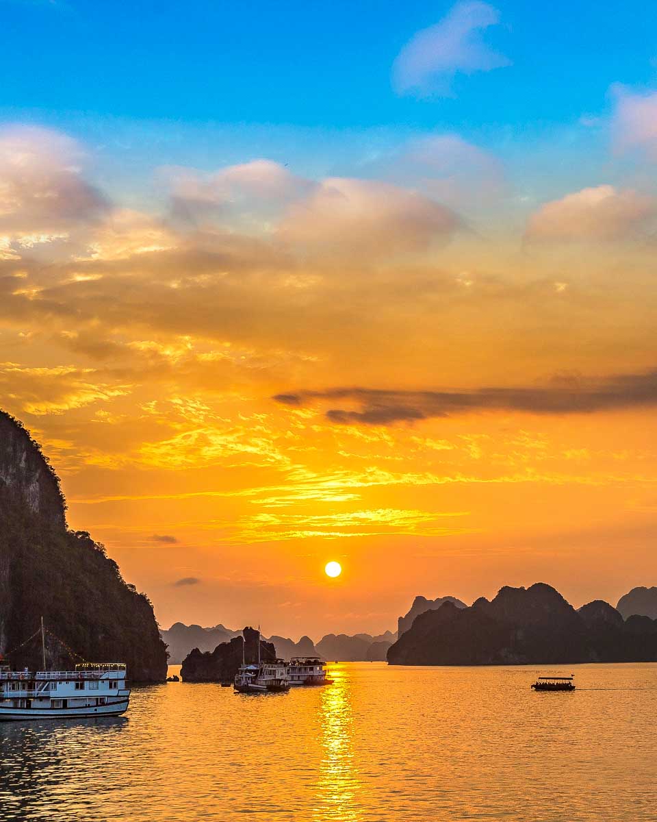 Sunset on Ha Long Bay Vietnam