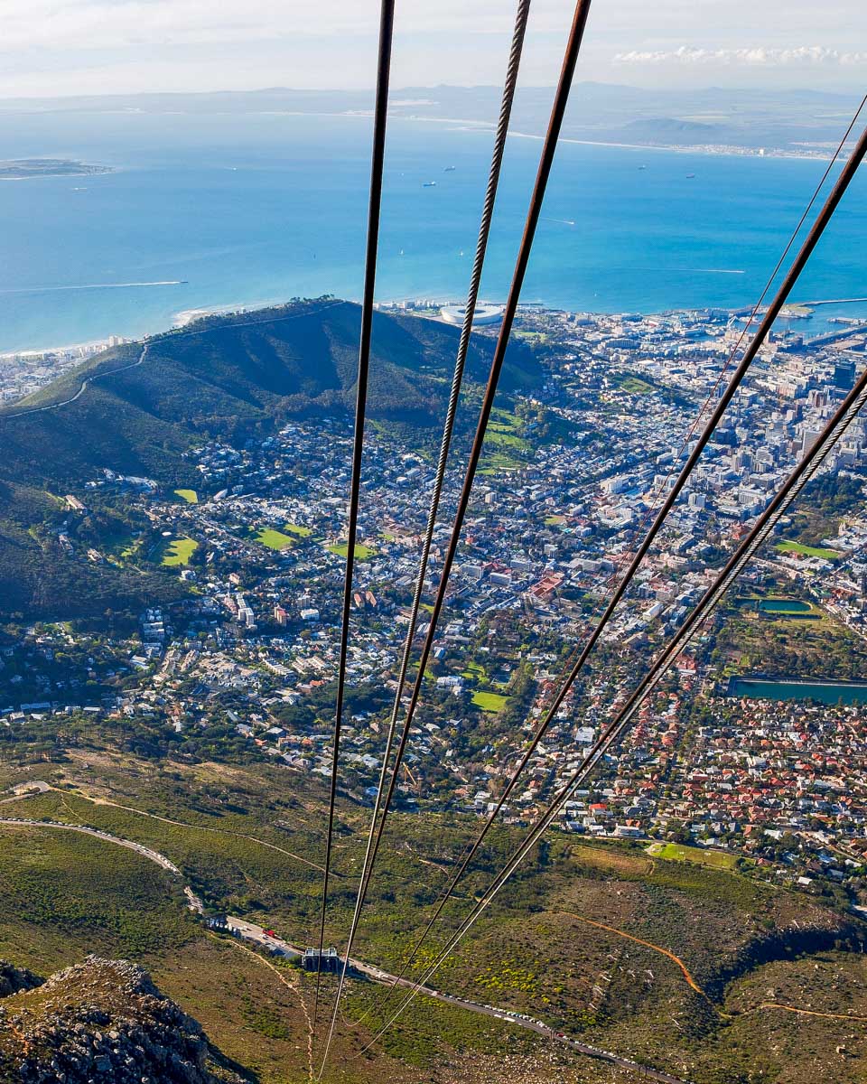 Taking the cable car down Table Mountain in Cape Town South Africa