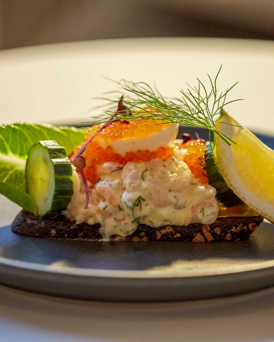 Toast Skagen on a food tour in Stockholm Sweden