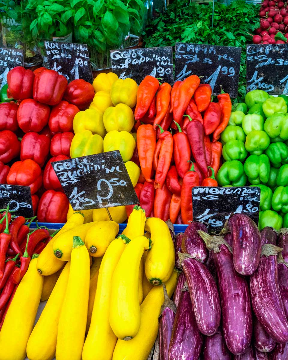 Veggies at Naschmarkt in Vienna Austria
