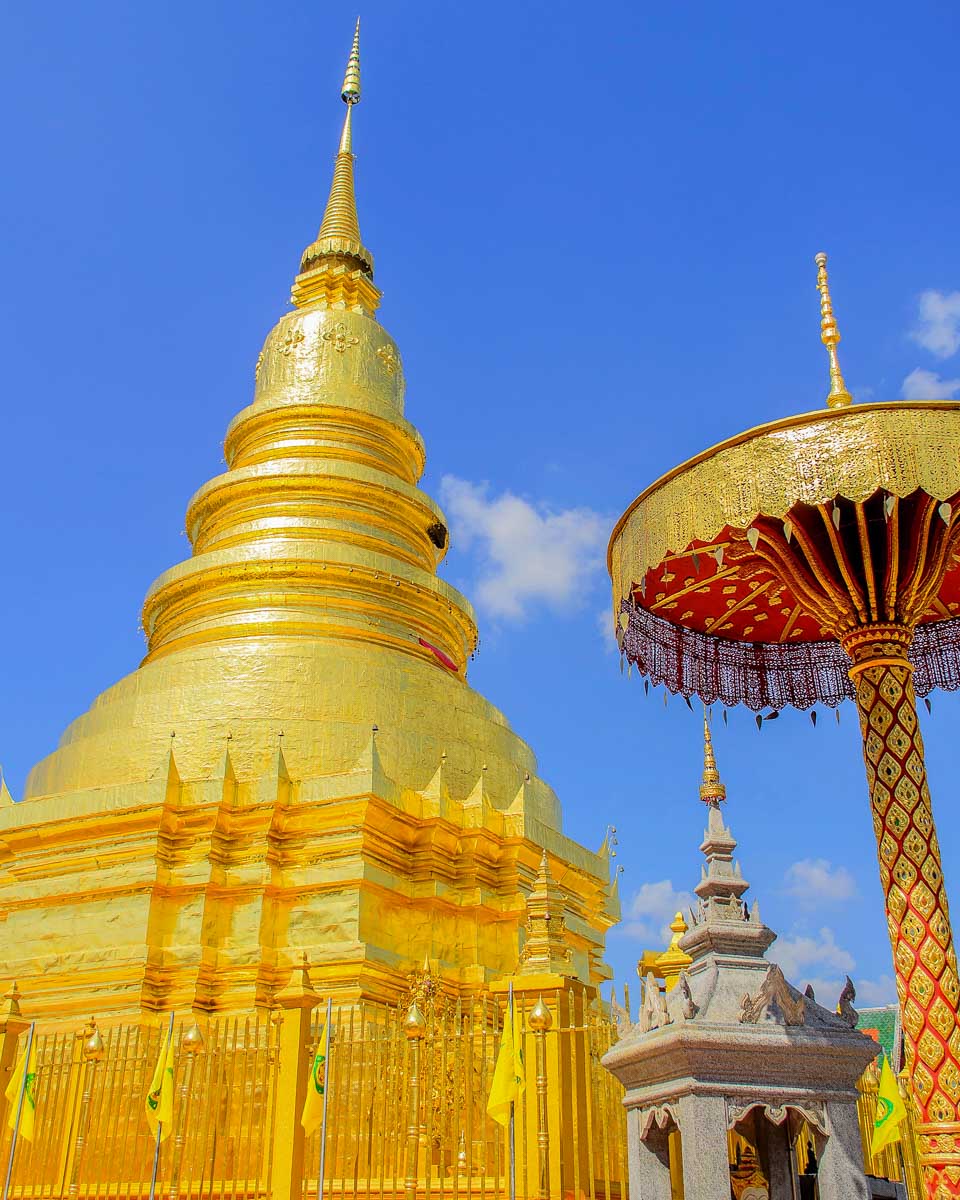 Wat Phra That Haripunchai Woramahawihan on a bike tour near Chiang Mai Thailand