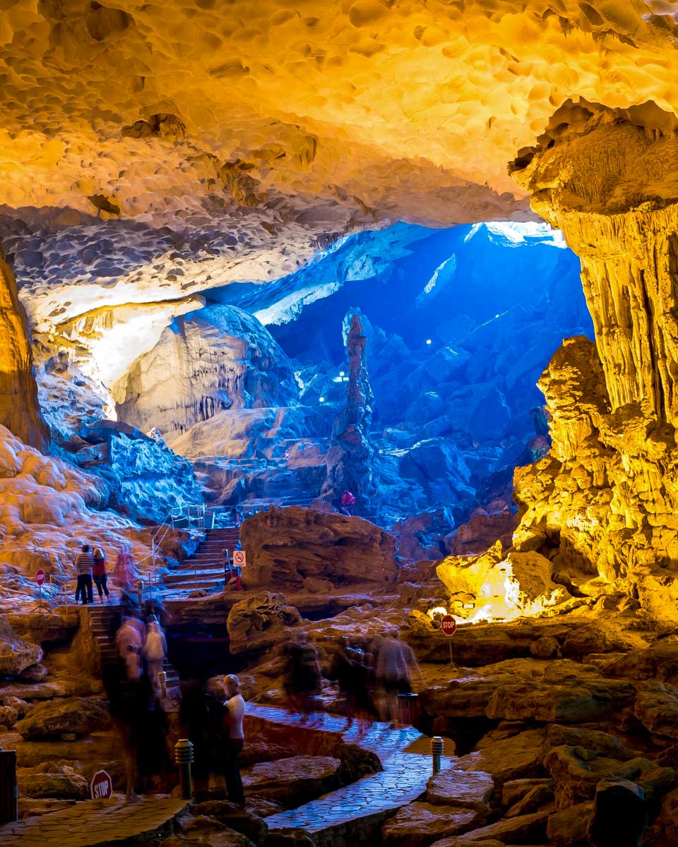 sung sot cave in Ha Long Bay on a cruise in Vietnam