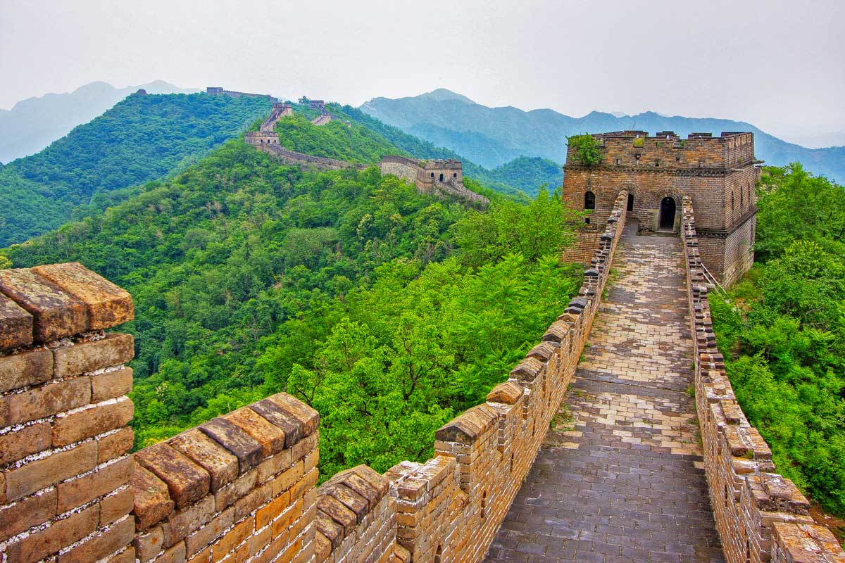 A section of the great wall of china on a tour from Beijing China