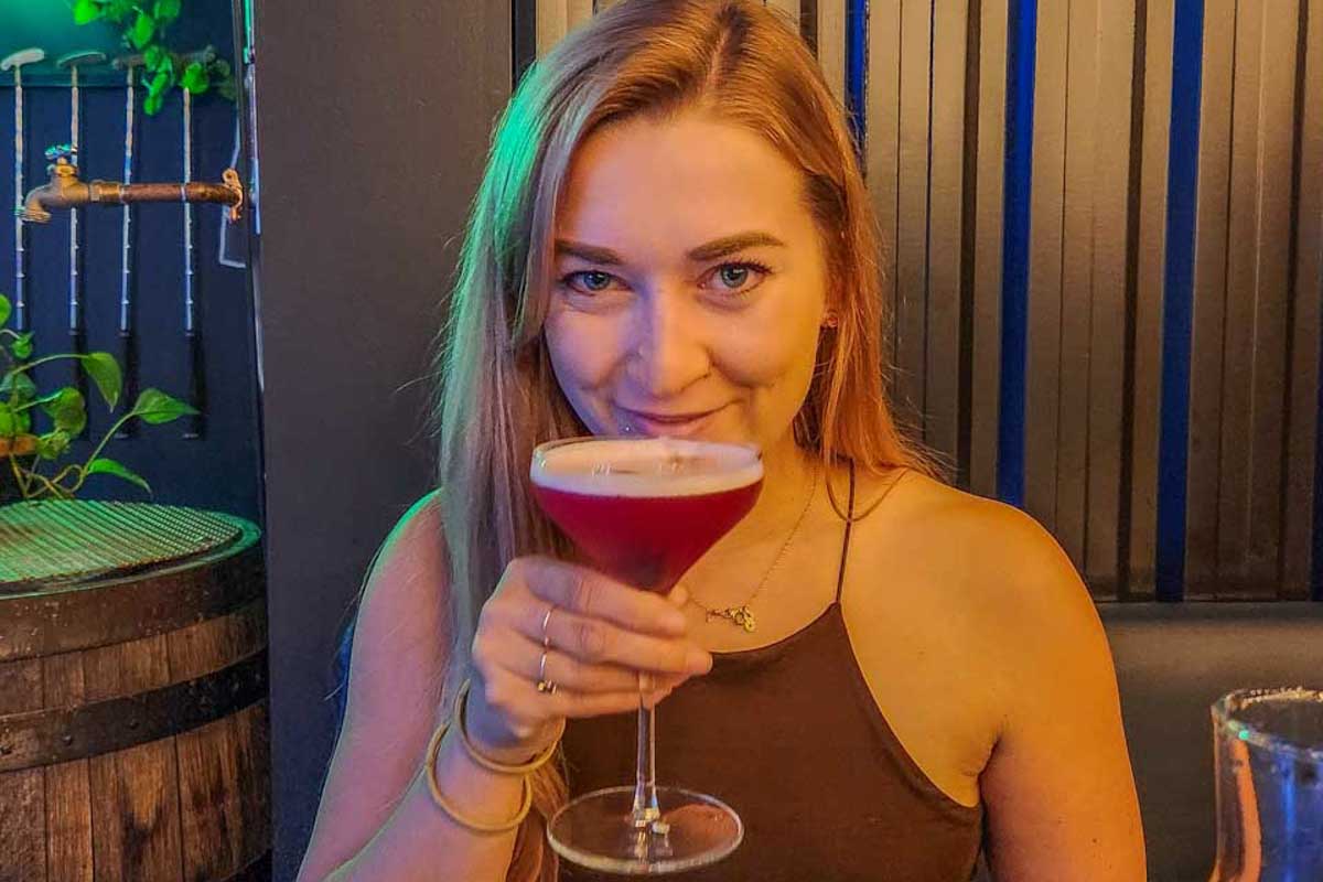 Bailey-sips-a-cocktail-in-Seoul South Korea