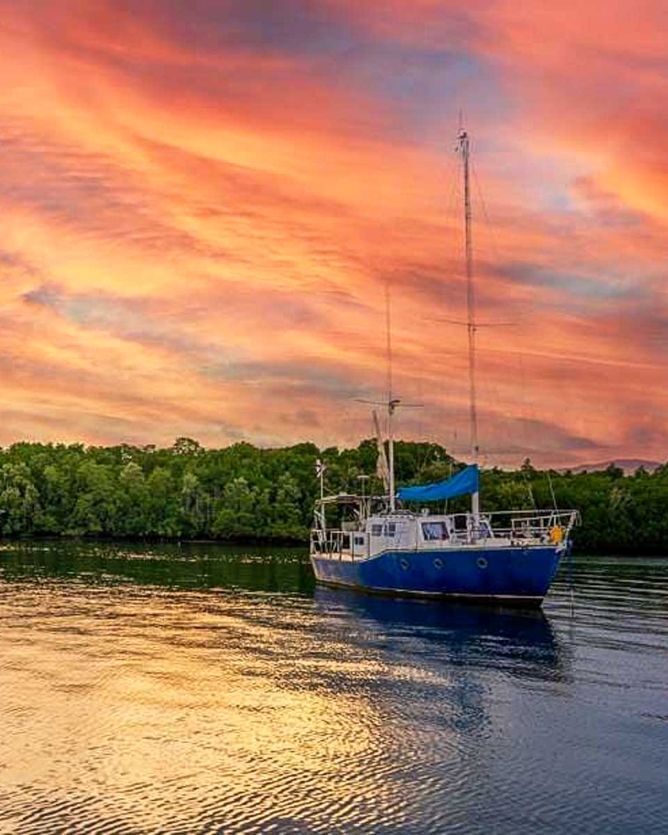 Cairns River Cruises sunset seen on a cruise from Cairns Australia
