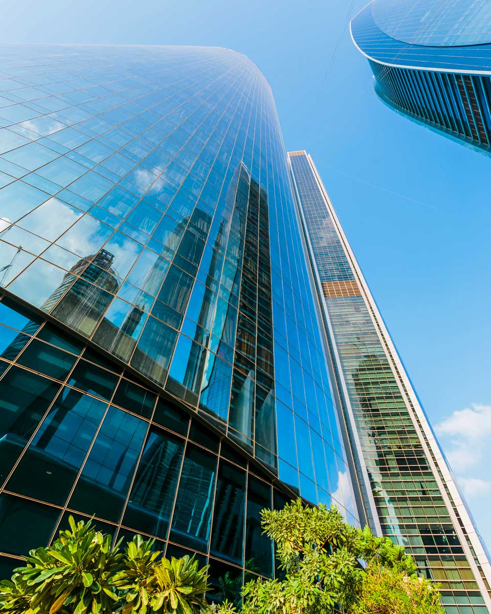 Etihad Towers seen on a hop on hop off bus tour in Abu Dhabi