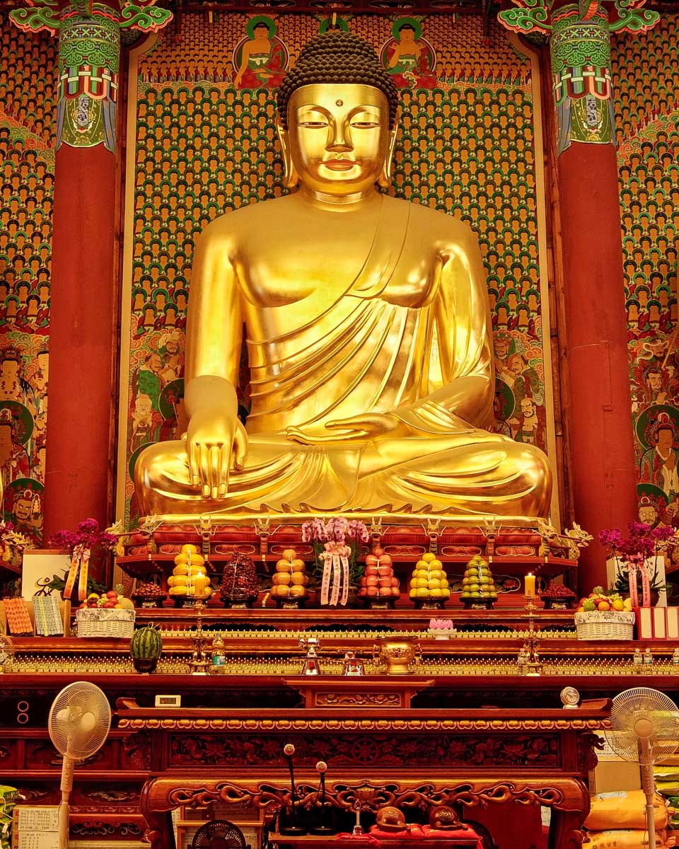 Golden Buddha in Jogyesa temple Seoul South Korea