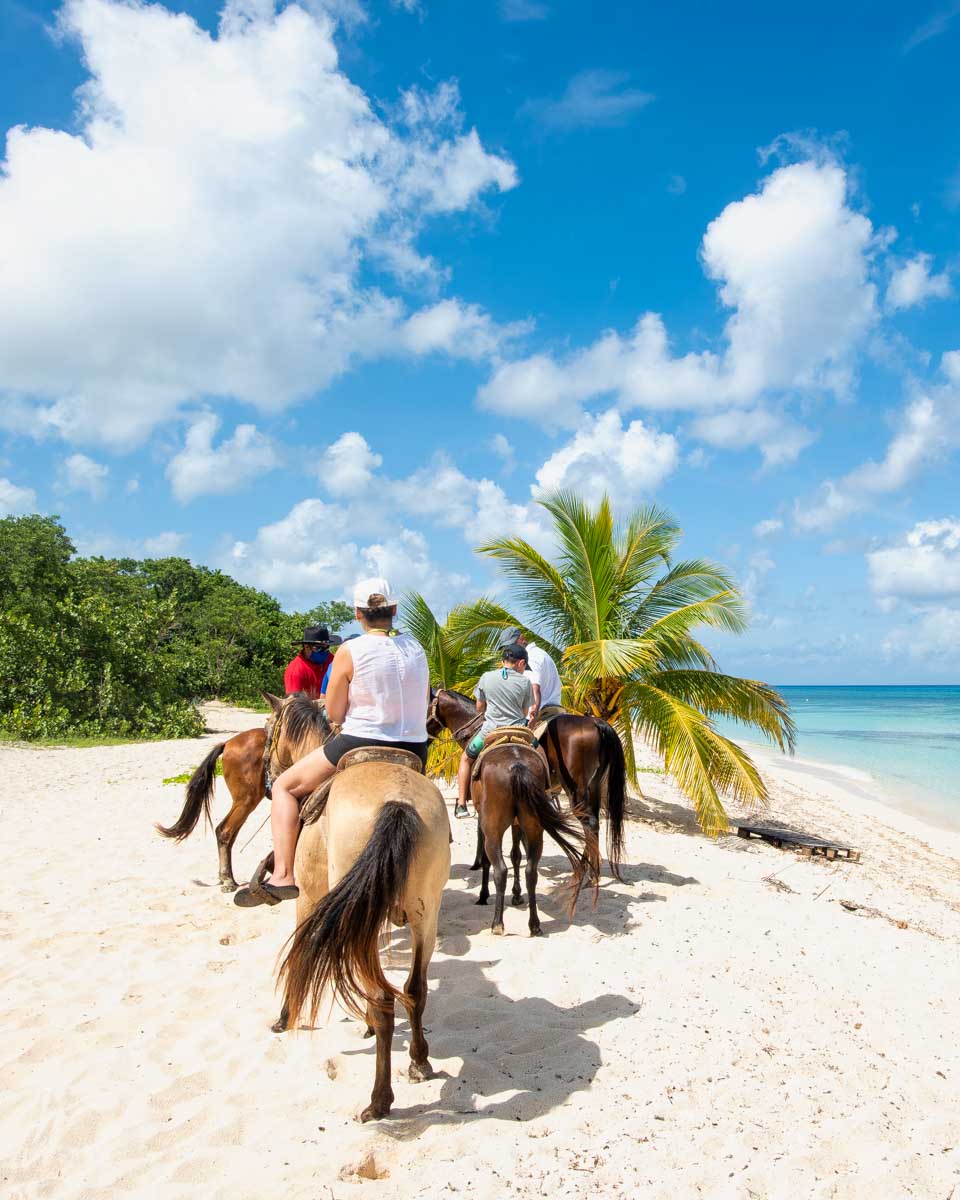 Looking at people riding horses on the beach in Punta Cana Dominican Republic