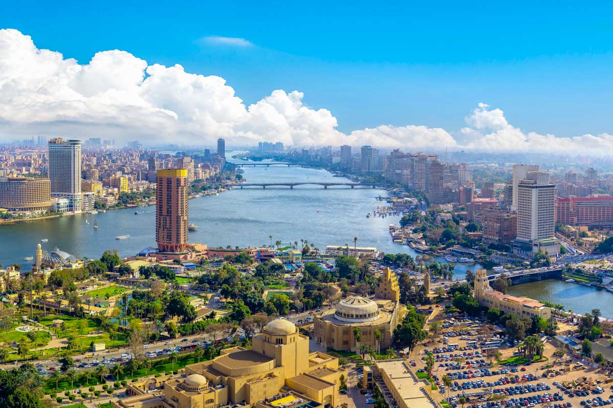 Panorama of Cairo cityscape from the Cairo Tower in Cairo Egypt