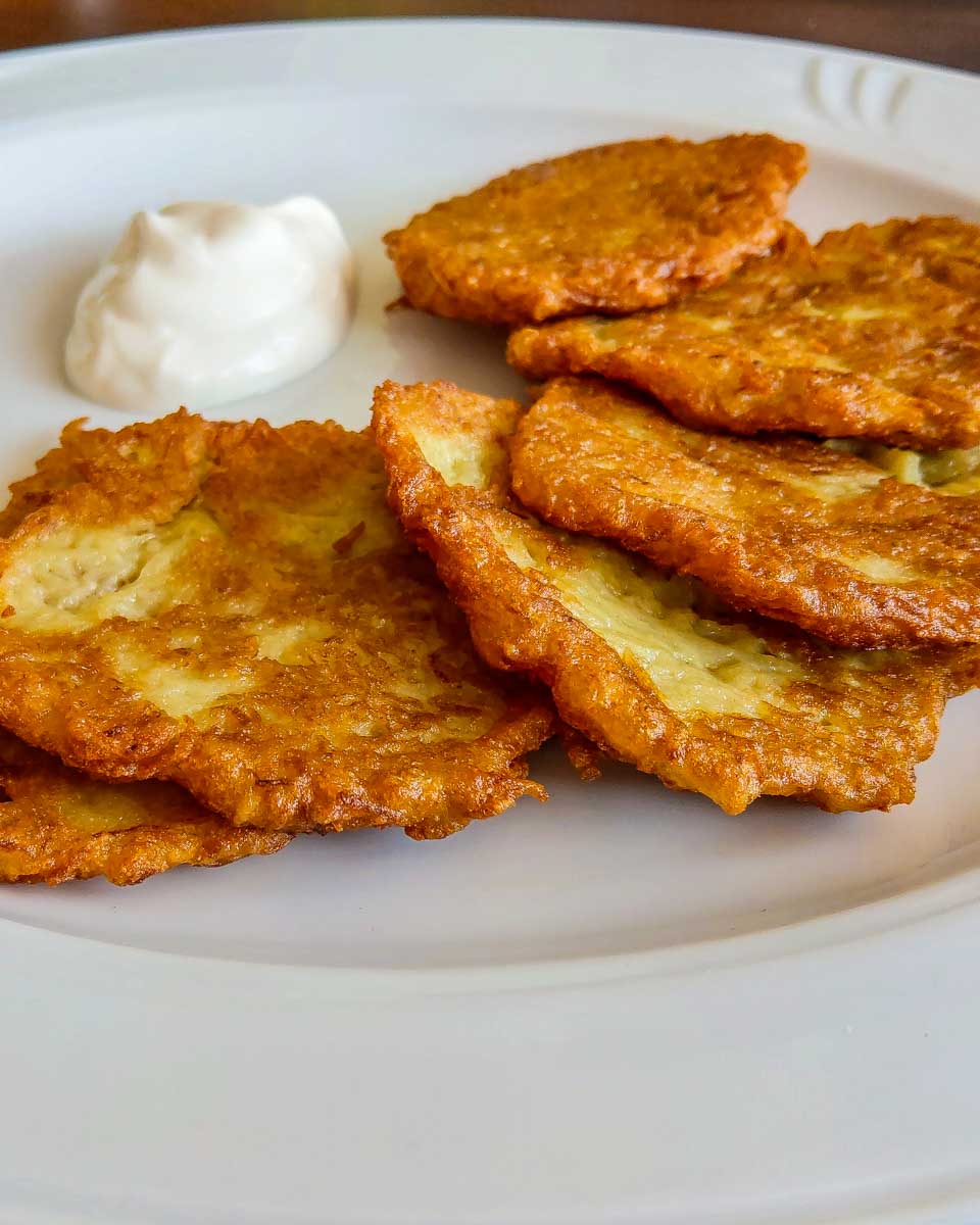 Potato pancakes eaten on a food tour in Krakow Poland