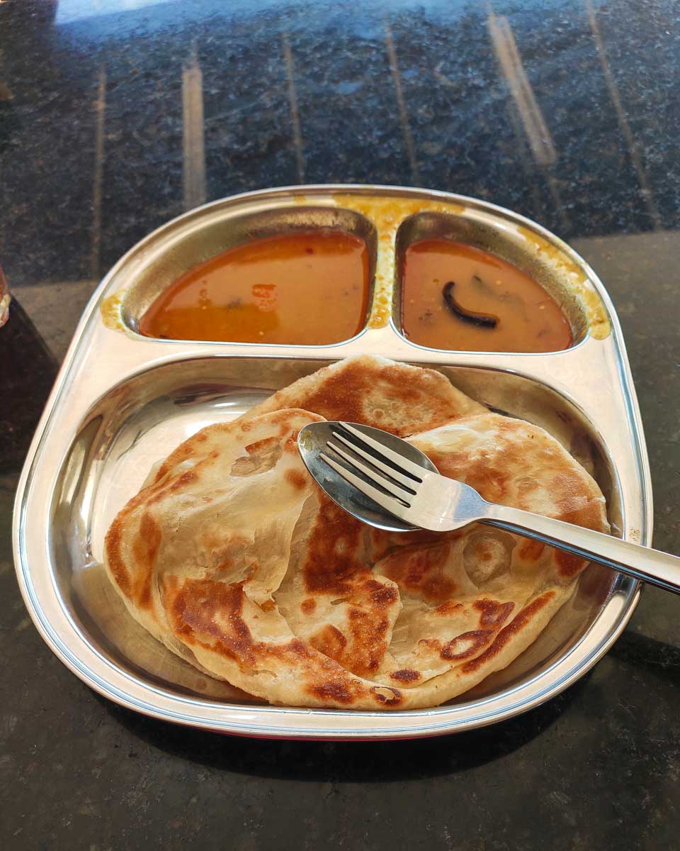 Roti Canai eaten on a food tour in Kuala Lumpur Malaysia