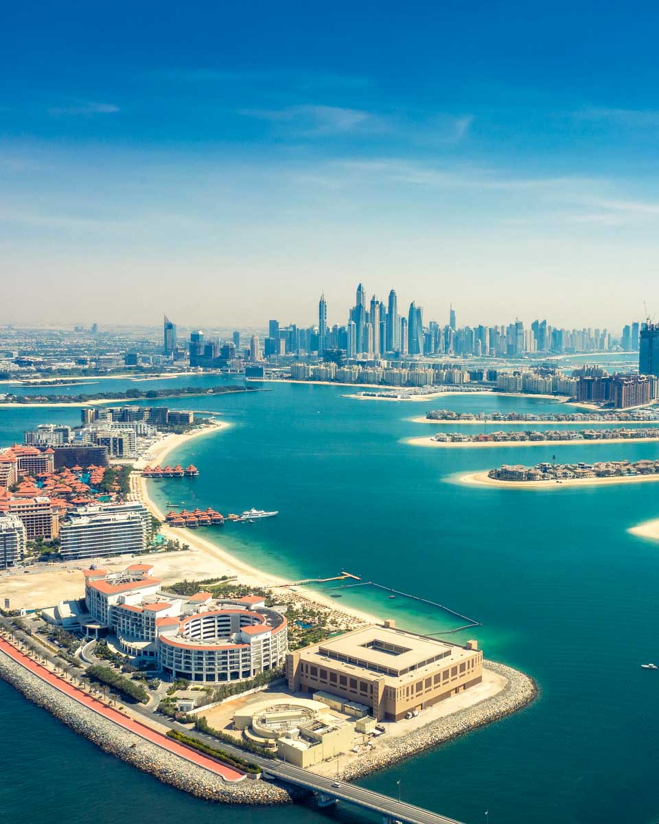 The Palm seen on a helicopter tour in Dubai
