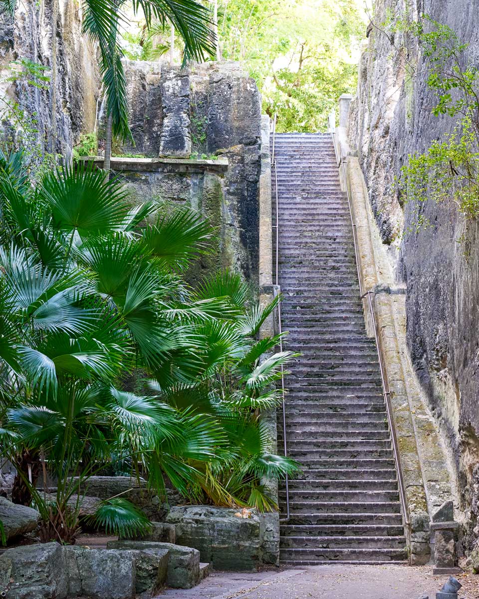 The Queen's Staircase seen on a tour of Nassau Bahamas