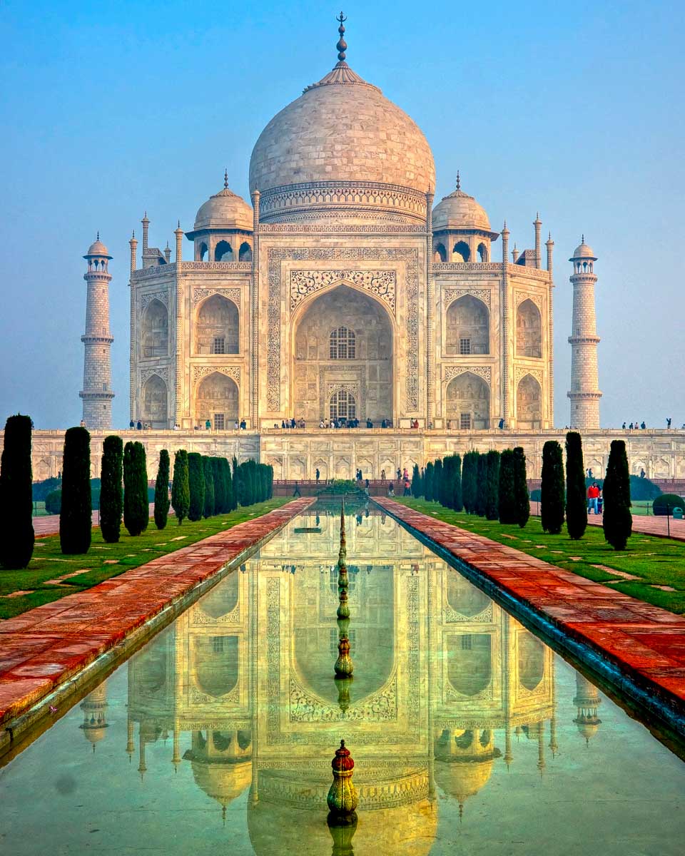 The Taj Mahal at sunrise on a tour from New Delhi India