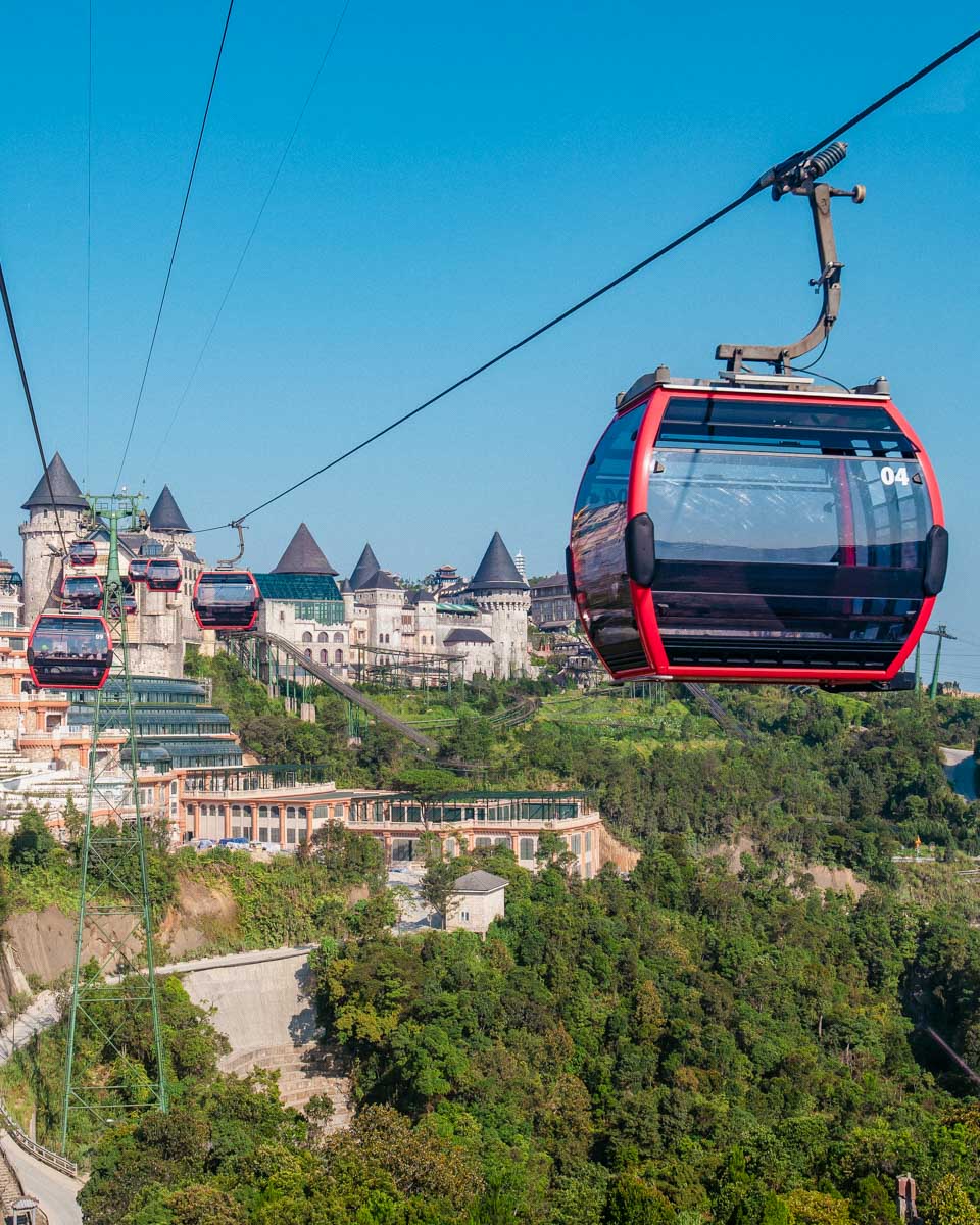 The cable car at Ba Na Hills resort seen on a tour from Hoi An Vietnam