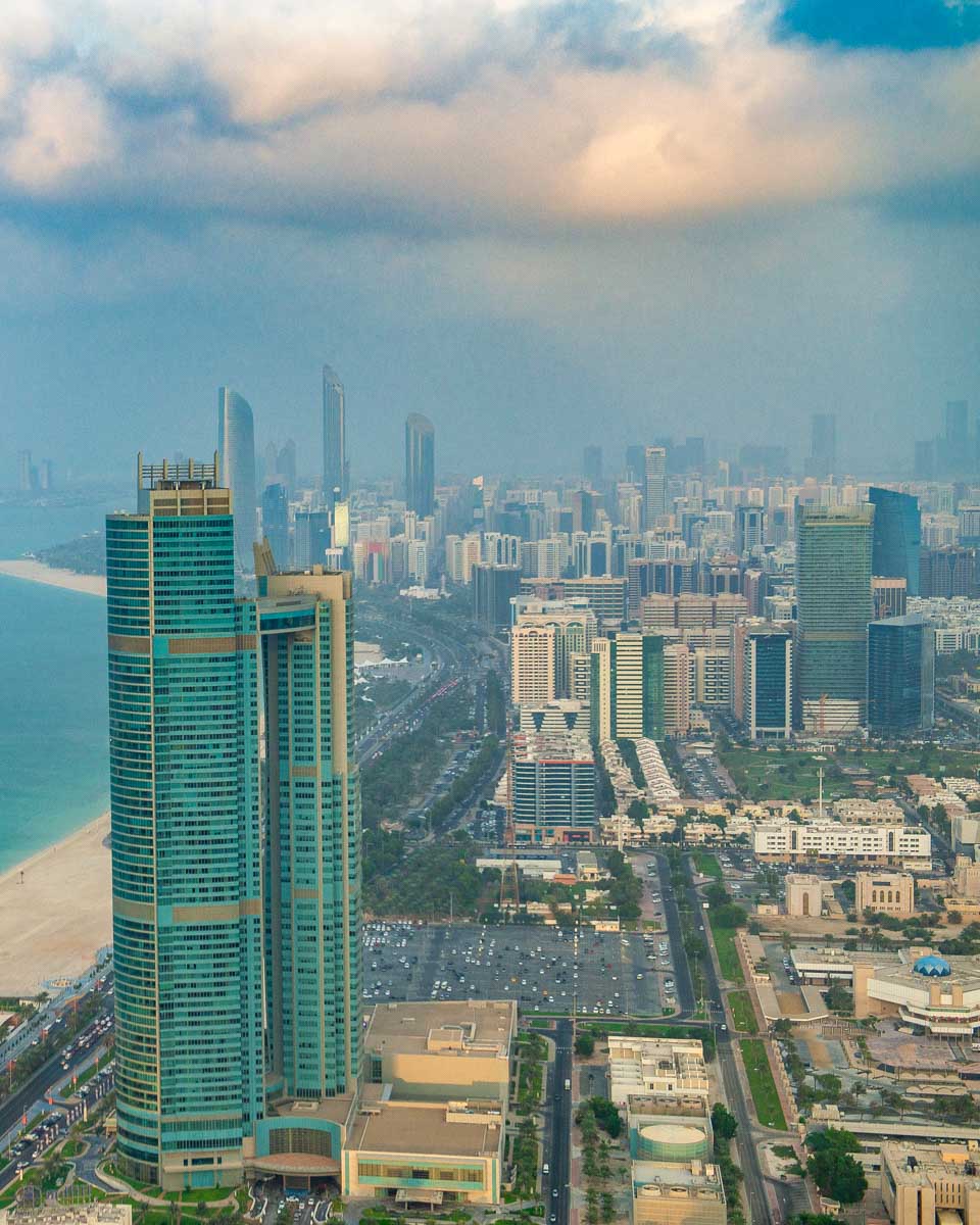 View from the top of the Etihad Towers in Abu Dhabi on a tour from Dubai