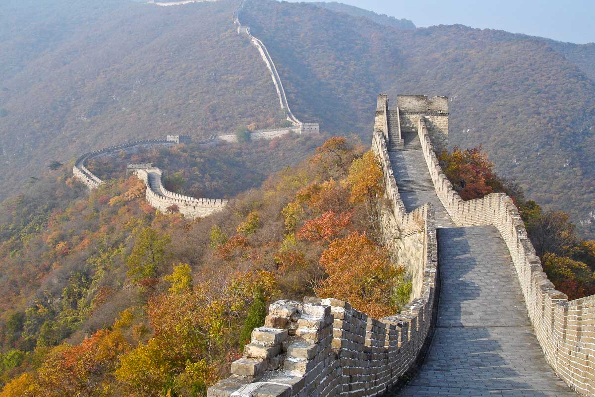 View of the great wall of china near Beijing China