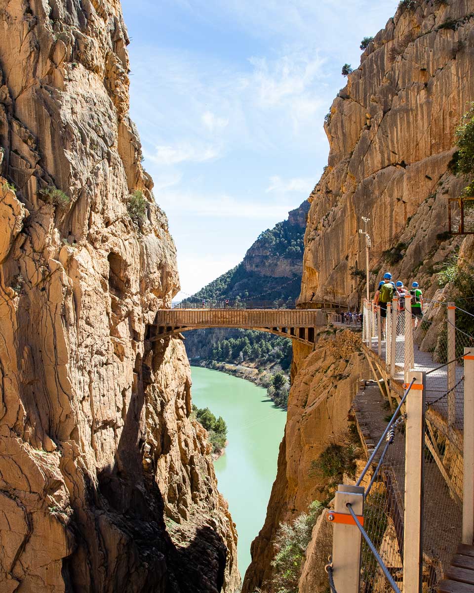 A bridge over a river on the Caminito del Rey track near Malaga, Spain
