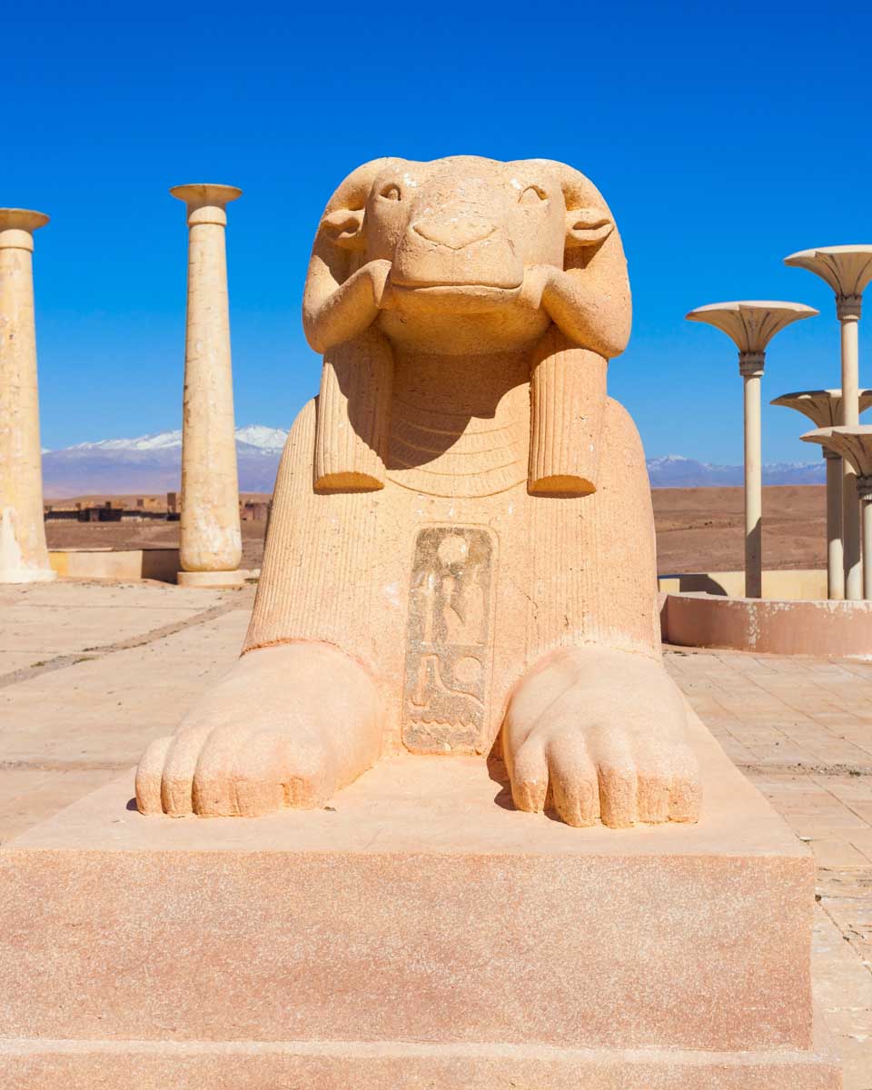 A large animal sculpture at the Atlas Film Studio in Ouarzazate
