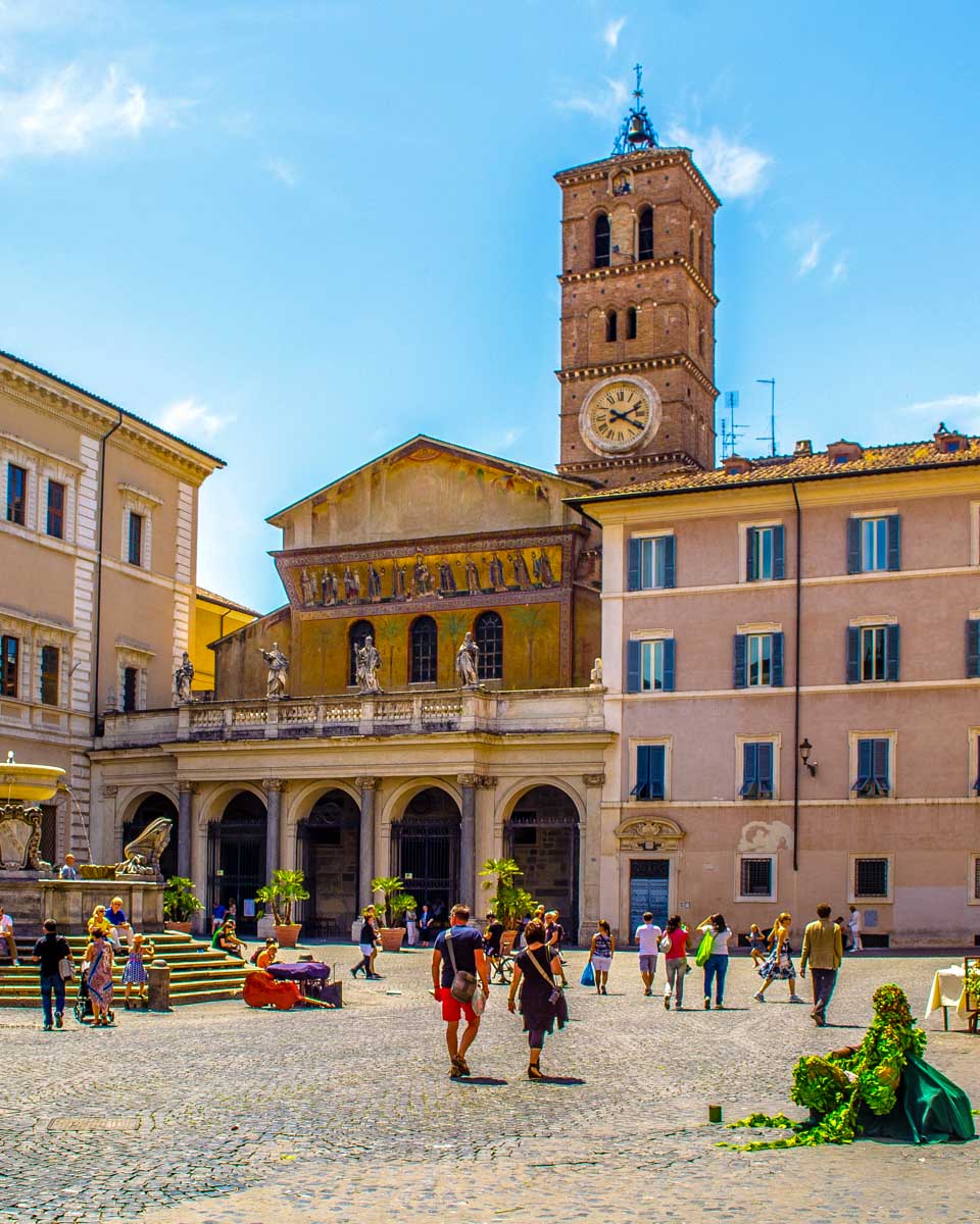 A piazza in in Trastevere in Rome, Italy