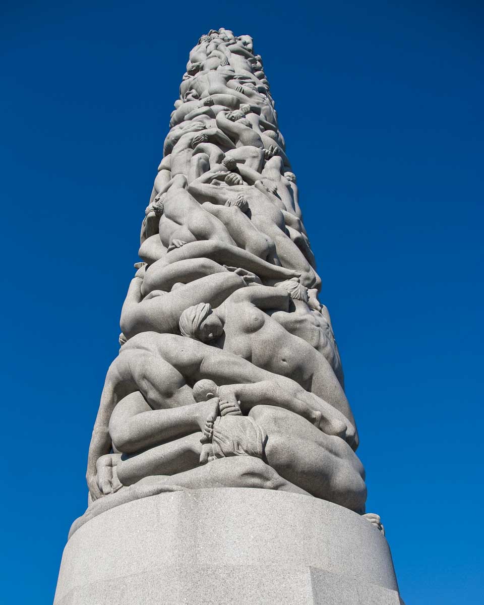 A sculpture in Vigeland Park on a tour of Oslo Norway