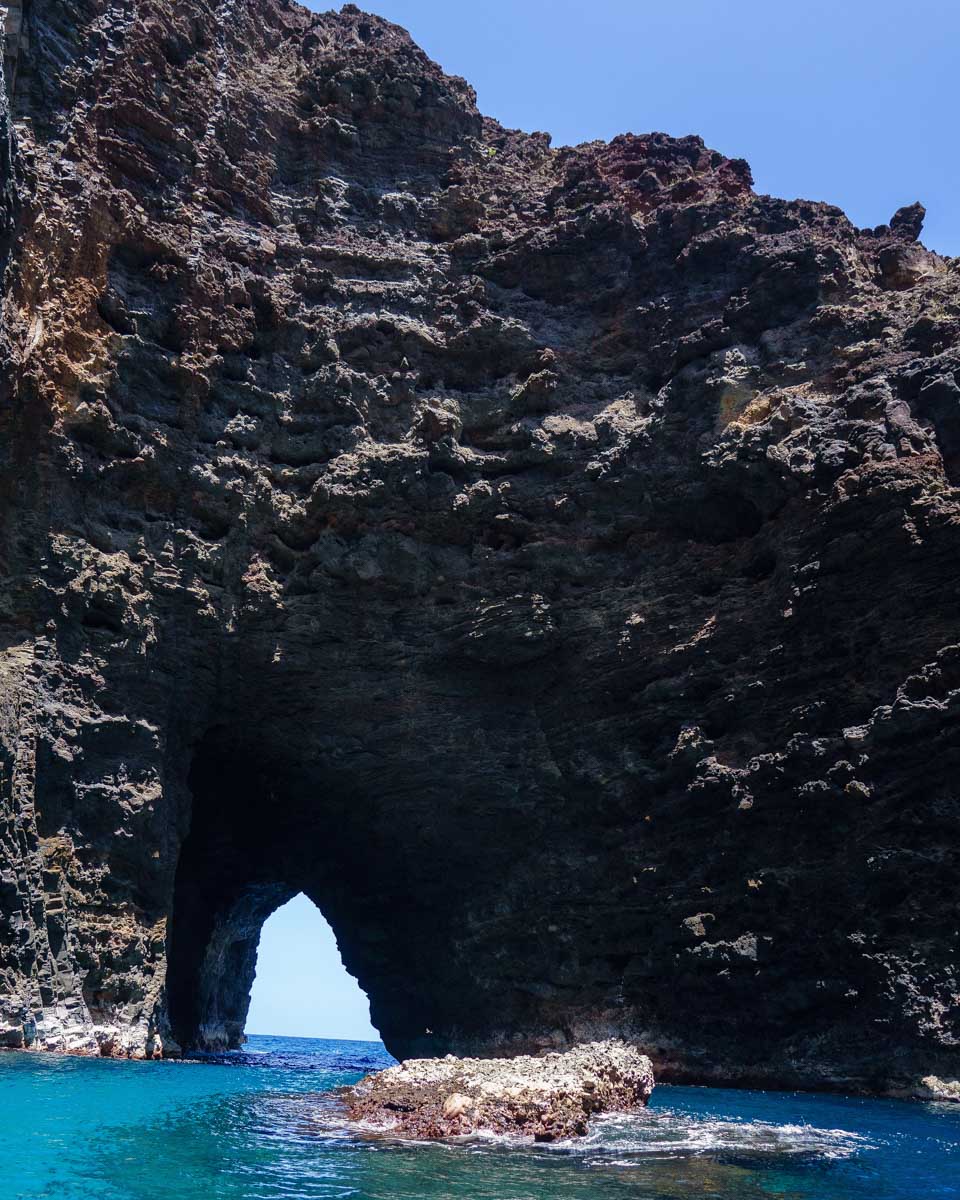 A sea cave seen on a boat tour from Kauai Hawaii
