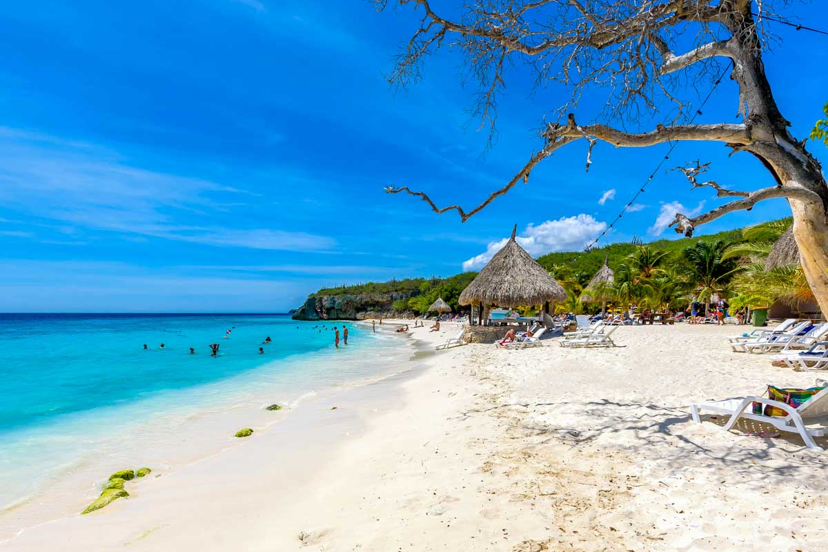 A-white-sand-beach-seen-near Willemstad-Curacao