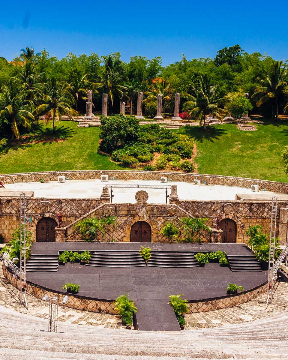 Amphitheatre in ancient village Altos de Chavon seen on a tour from Santo Domingo Dominican Republic