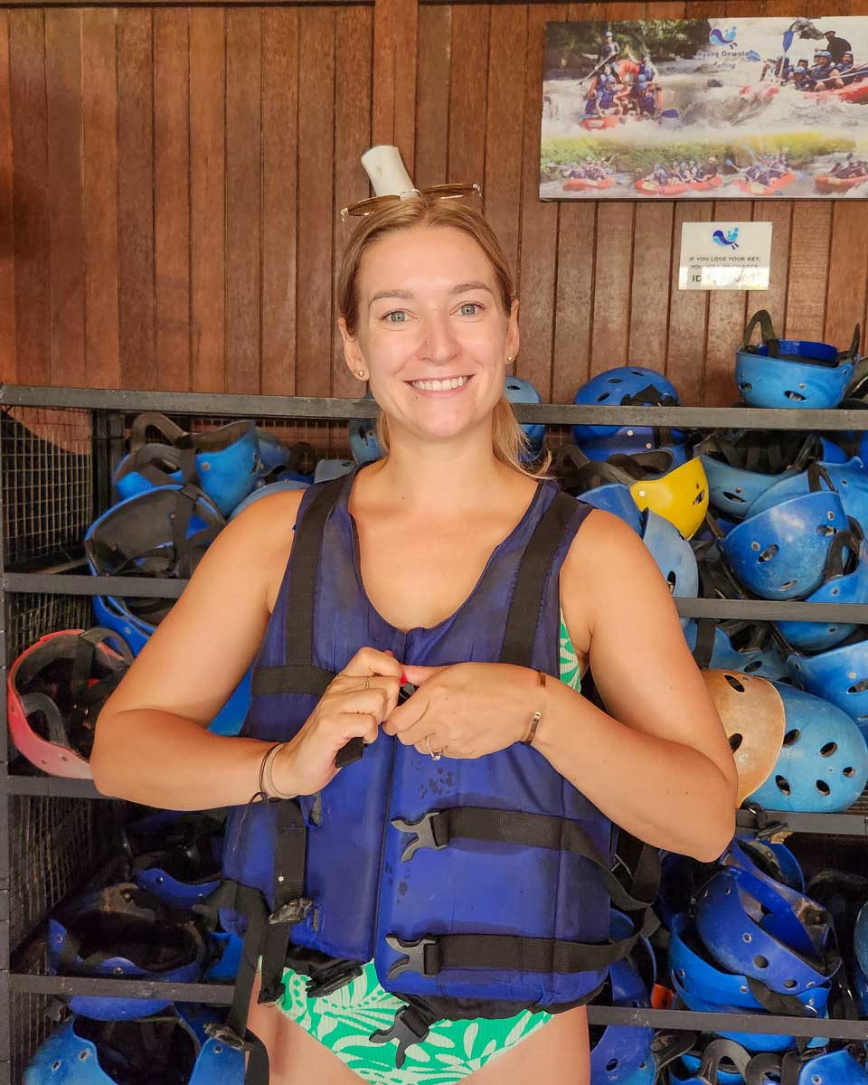Bailey-putting-on-safety-gear-for-river-tubing-in-Falmouth-Jamaica