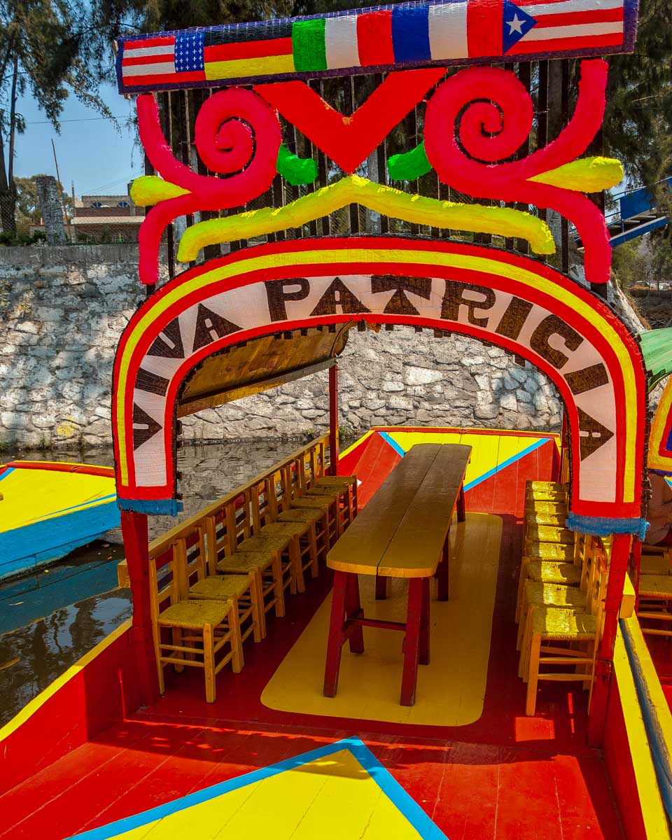 Boats in Xochimilco Mexico on a trip from Mexico City
