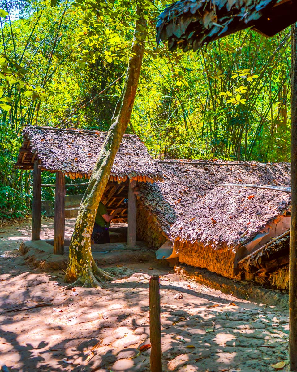 Booby trap made by Vietcong at cu chi tunnels vietnam